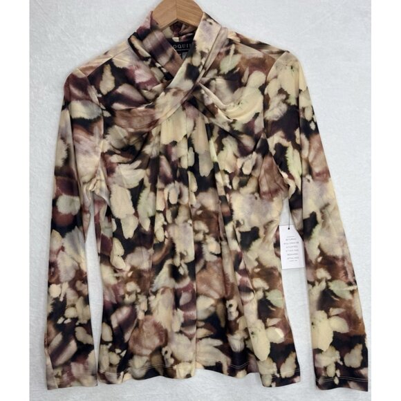 ELOQUII Women's Watercolor Print Mesh Cross Neck Shirt Size 14-16 NWT - Picture 2 of 12